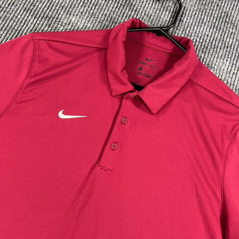 Nike Golf Polo Shirt Mens Large Red Short Sleeve Dri Fit Athletic Golf Performan